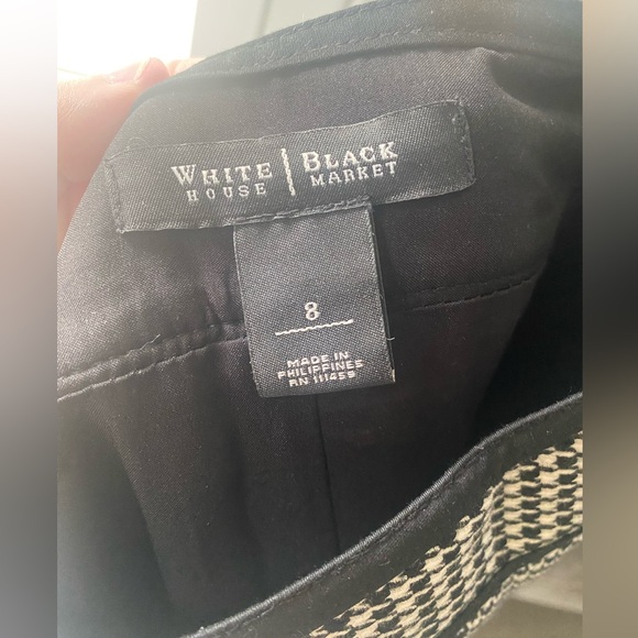 WHBM Black & White Houndstooth Knee Length Skirt - Picture 6 of 6